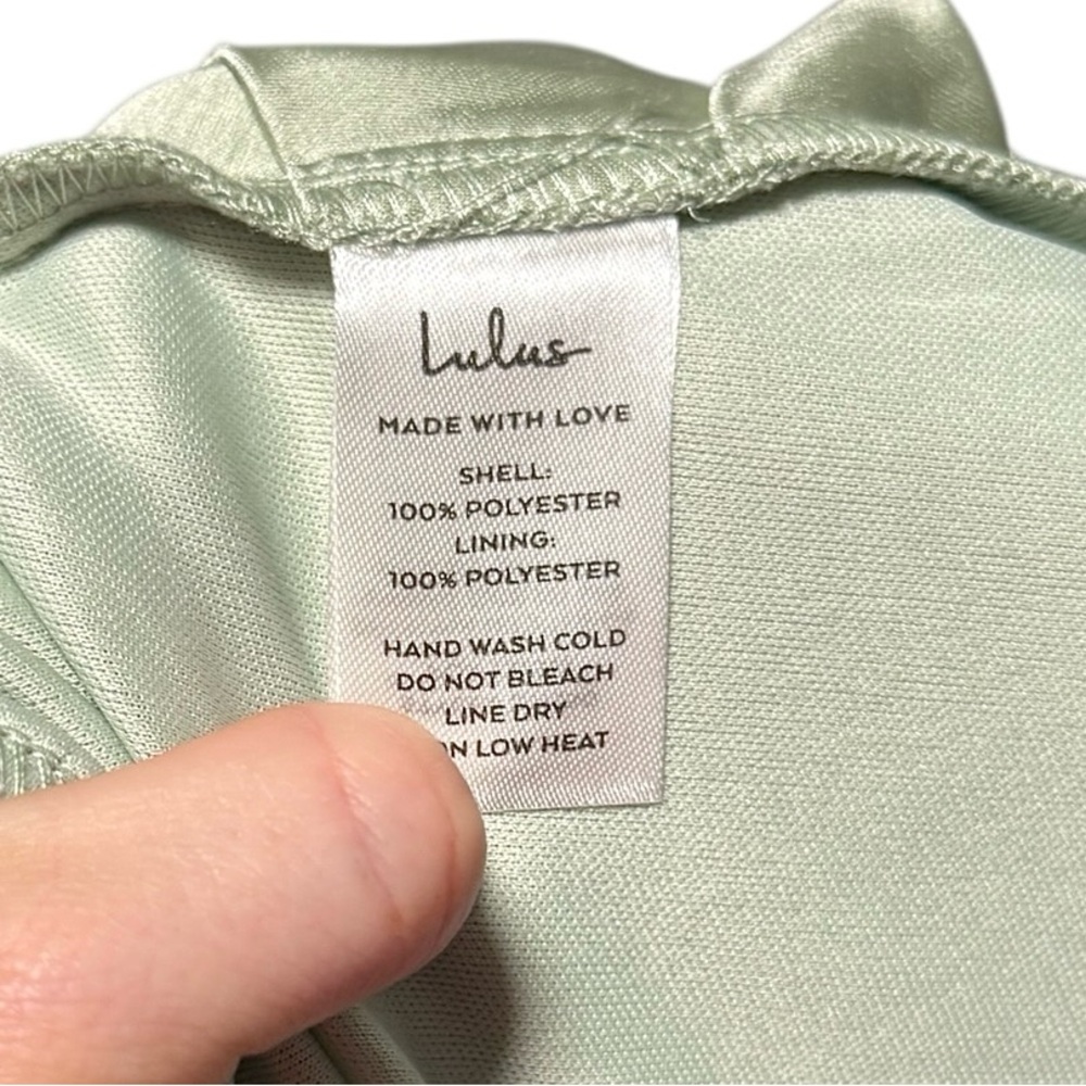 Lulus Always Celebrating Sage Asymmetrical Off Shoulder Mini Dress Small NWT - Picture 12 of 16